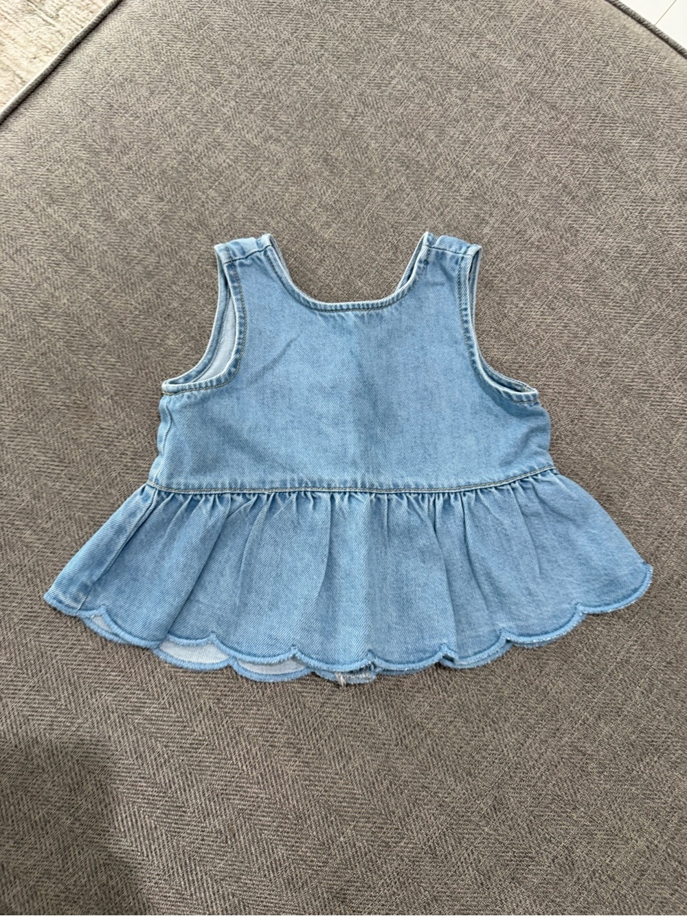 Zara Light Blue Denim Peplum Tank Top